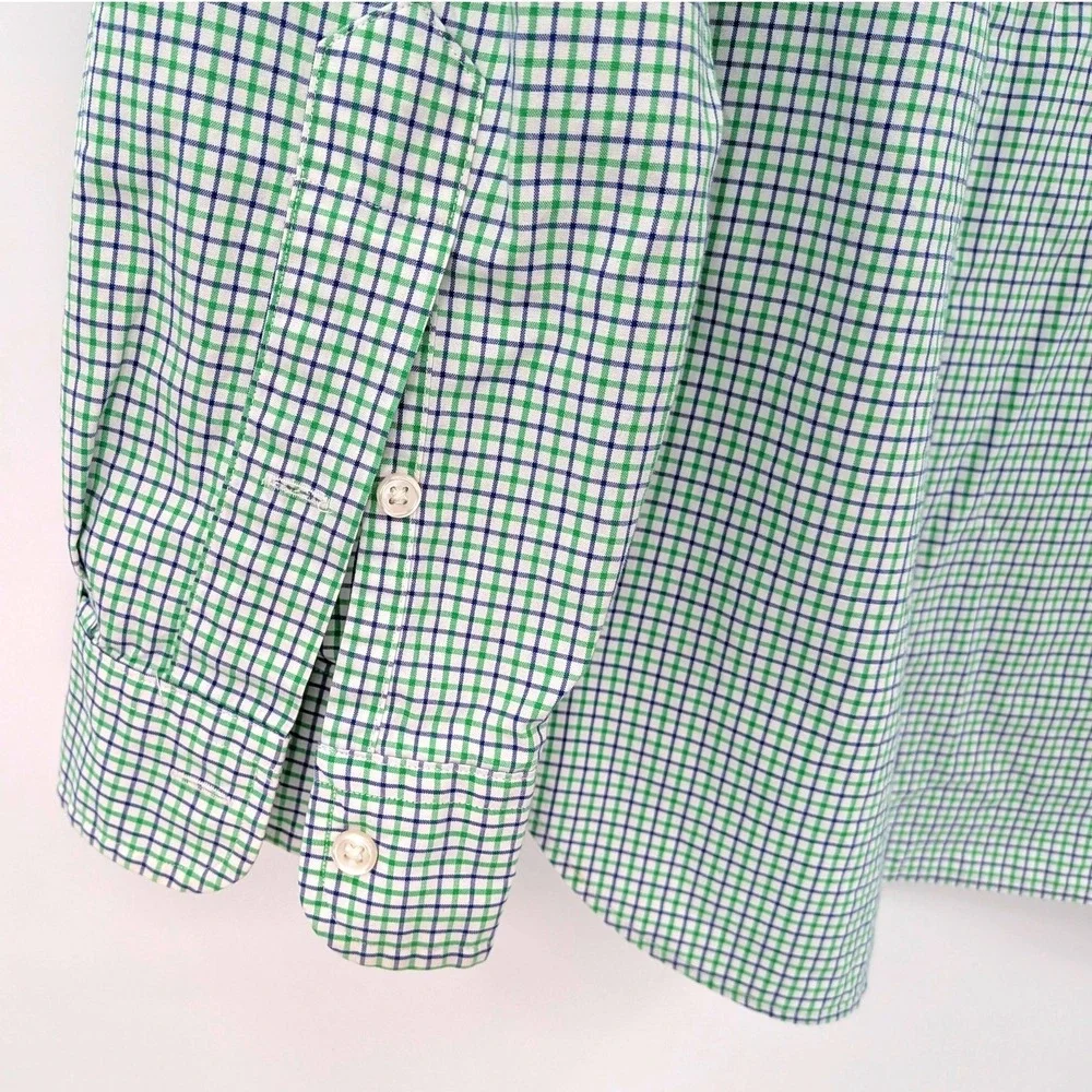Ralph Lauren Boys Green Blue Gingham Preppy Button‎ Down Shirt Size 16